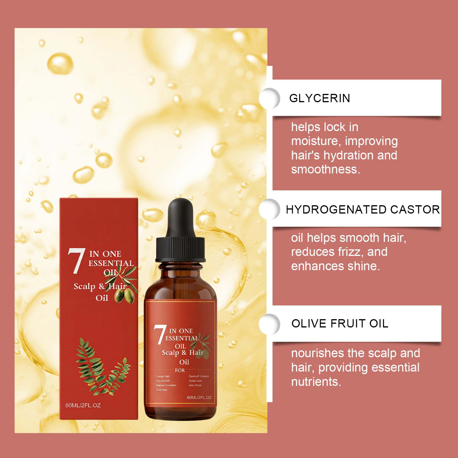 7-in-1 Hair Essential Oil 60ml - огляд і ціна Hair Care Olive Oil